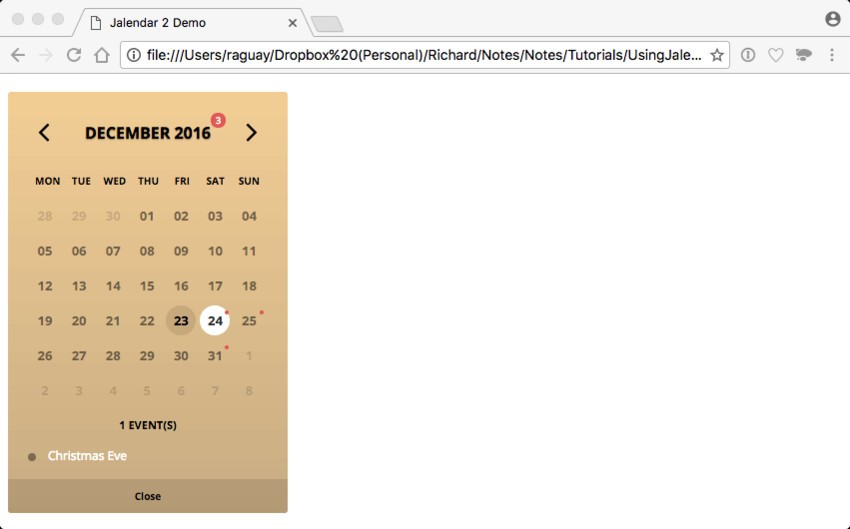 Jalendar With Custom Parameters