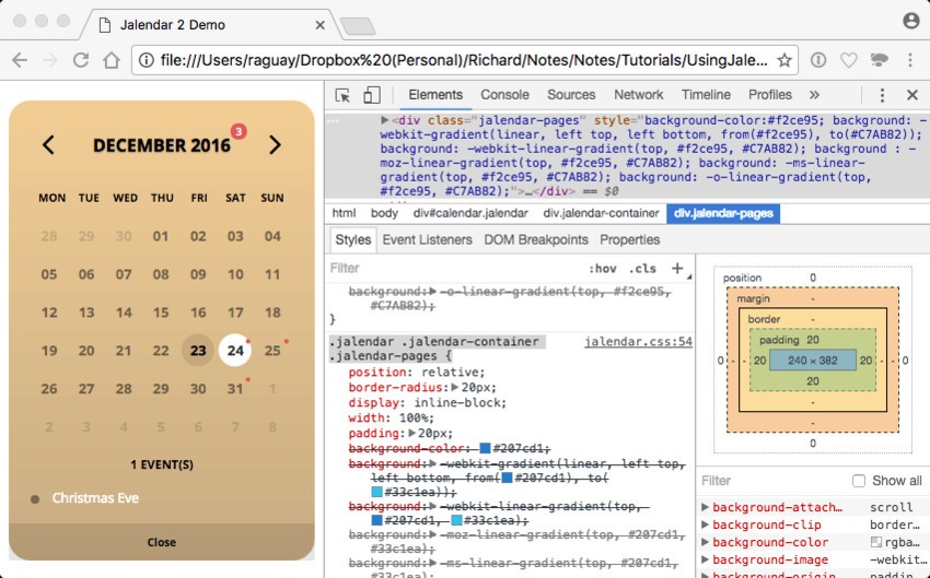 Jalendar With Custom Parameters