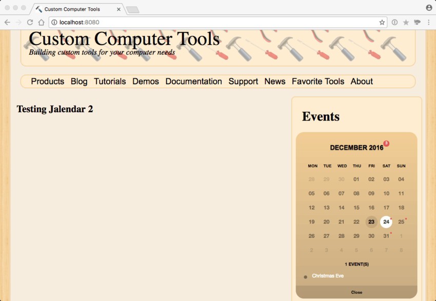 The Test Website with Jalendar 2