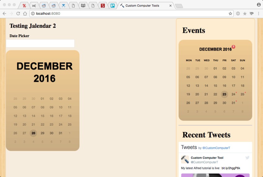 The Test Website with Jalendar 2