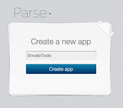 Create a new Parse App