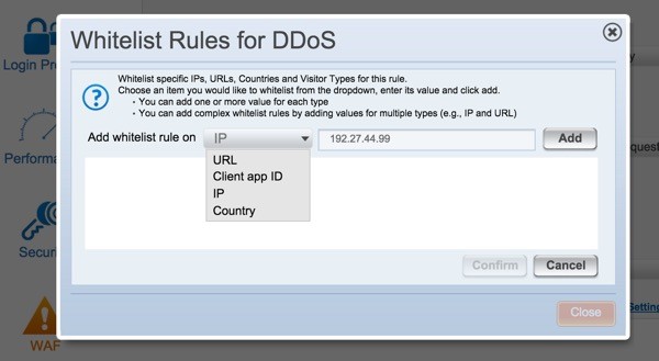 Incapsula Whitelist Rules for DDoS