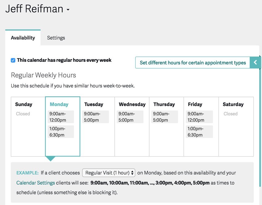 Acuity Scheduling Developers - Set up your Calendar Availability Blocking