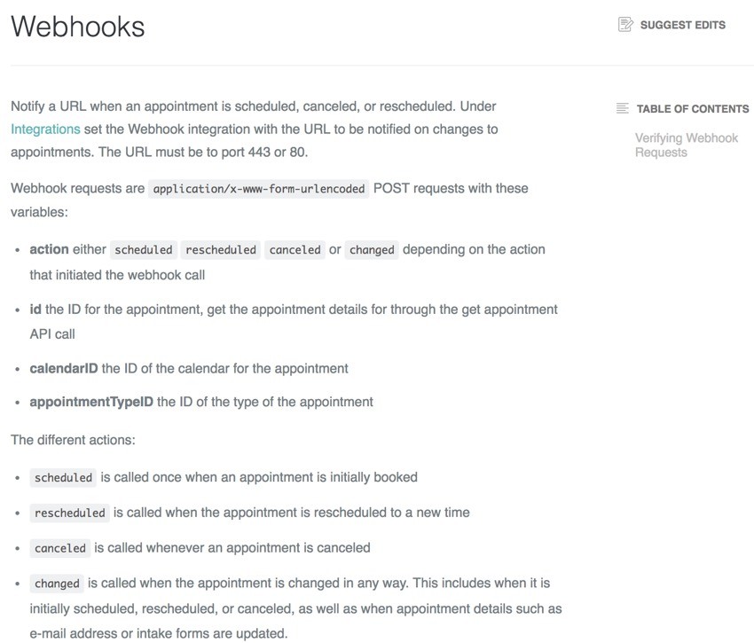 Acuity Scheduling Developers - Webhooks for Notifications