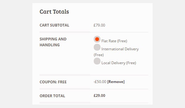 Cart totals showing discount applied