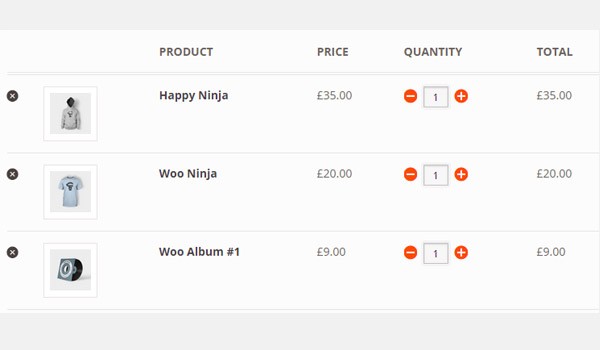 Three products in cart
