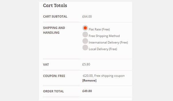 Cart totals showing tax deducted first