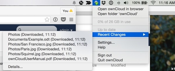 OwnCloud OSX Menu Bar
