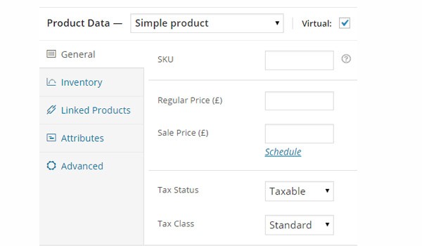 Settings menu with no Shipping tab