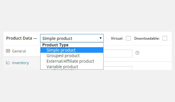 Product Data dropdown menu