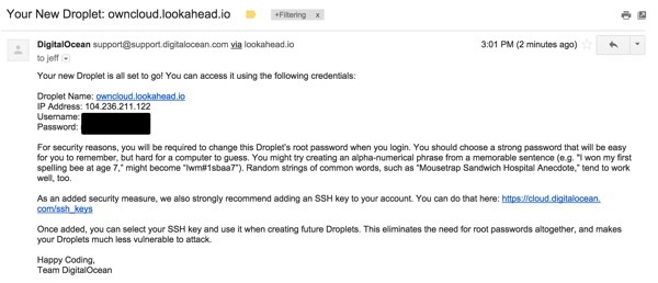 OwnCloud Your Digital Ocean Email