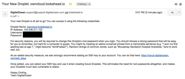 OwnCloud Your Digital Ocean Email 