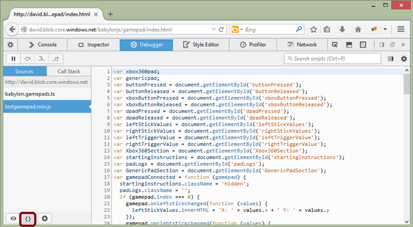 In Firefox press the button