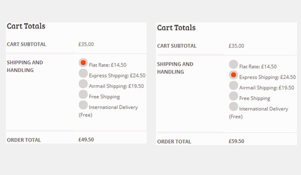 Front end view showing the new rates as above
