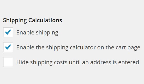 Shipping Calculations options