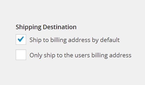 Shipping Destination options
