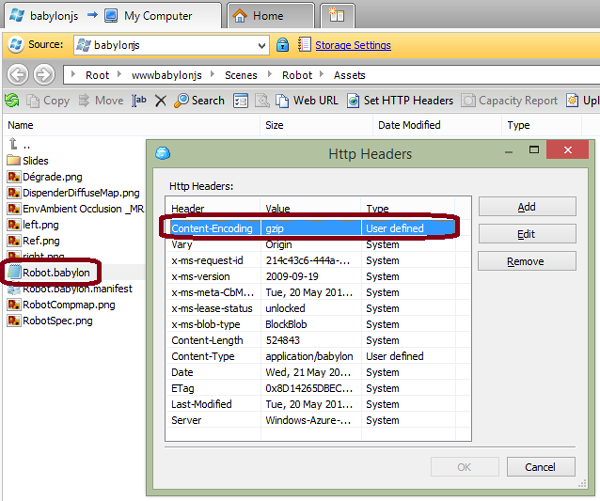 manually set the HTTP header content-encoding to gzip with CloudBerry