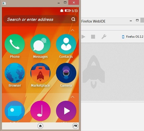 WebIDE Running Firefox OS 22