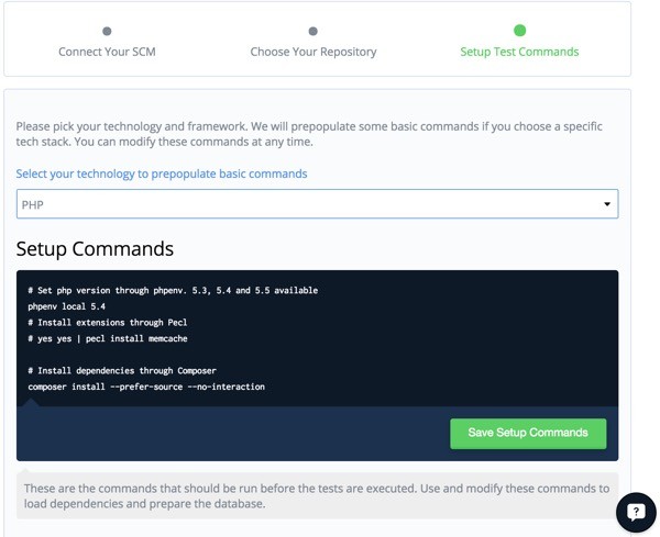Codeship Setup Your Build Commands