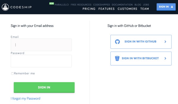 Codeship Sign Up