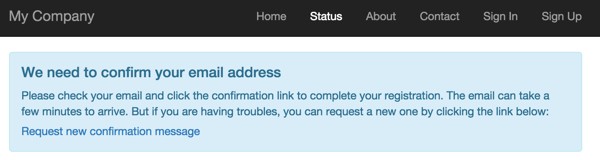 Yii2-User Sign Up Confirmation Notice