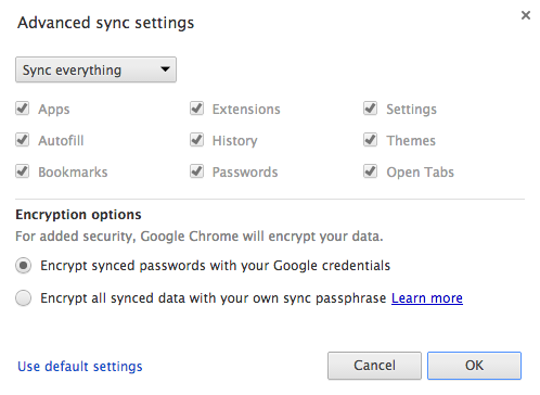 chrome sync