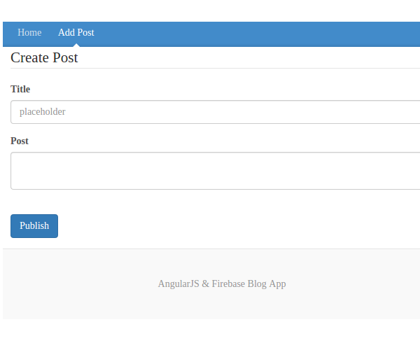 Add Post page of AngularJS Firebase app