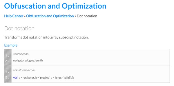 JScrambler Obfuscation and Optimization Definitions and Examples