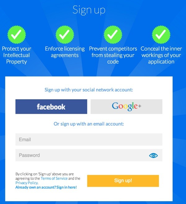 JScrambler Sign Up