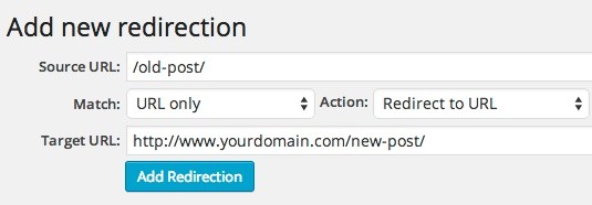 Redirection plugin - adding a new redirect