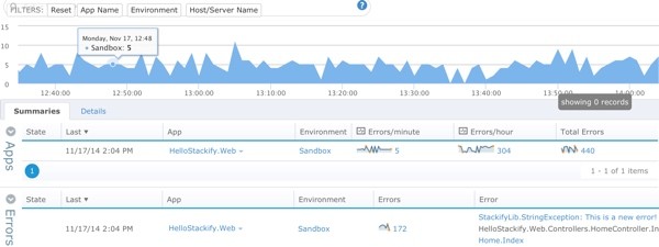 Stackify Errors Event Frequency Tracking