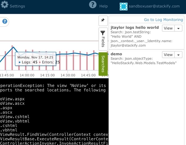 Stackify Logs Saved Searches