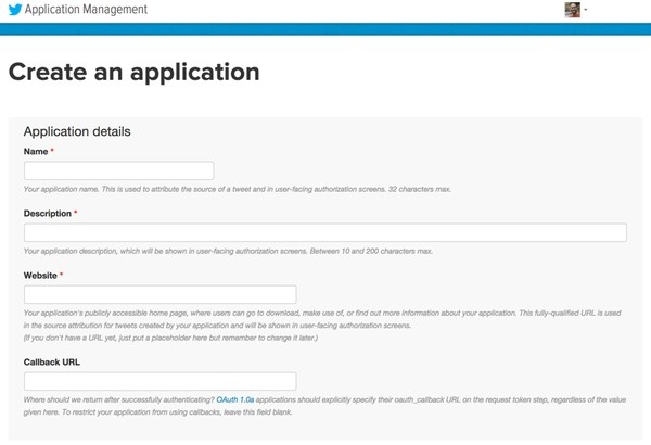 Create an Application for the Twitter API