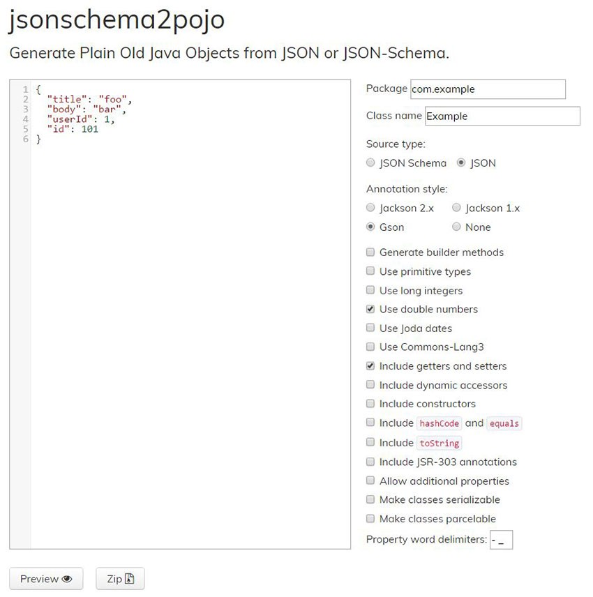 jsonschema2pojo input