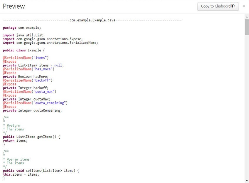 jsonschema2pojo output