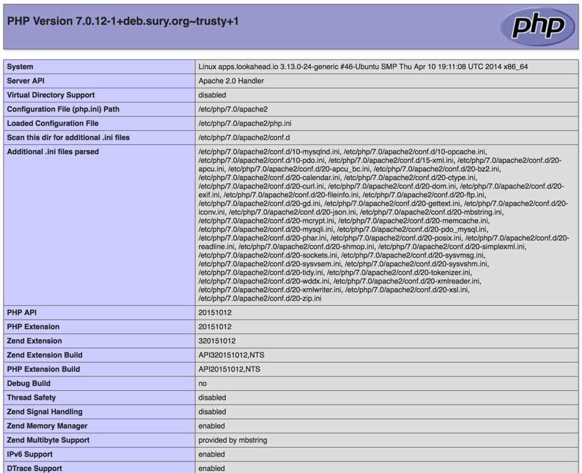 Upgrading to PHP 7 phpinfo output