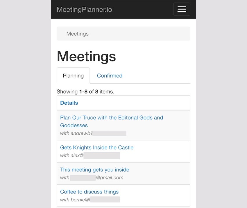 Meeting Planner Responsive Web - Responsive Meeting List