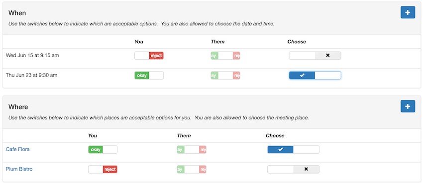 Yii Ajax - Meeting Planner UX Example