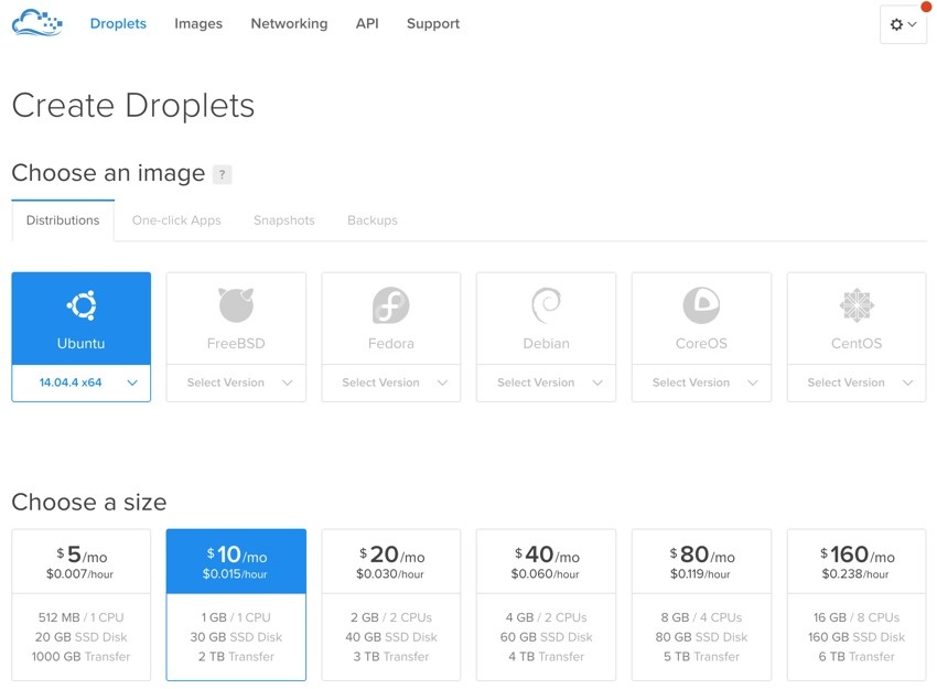 Meeting Planner Hosting - Create Droplet