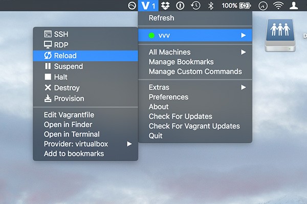 Vagrant Manager IU in OS X taksbar