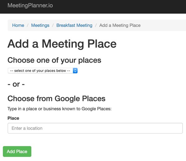 Meeting Planner Email Commands - Add a Meeting Place