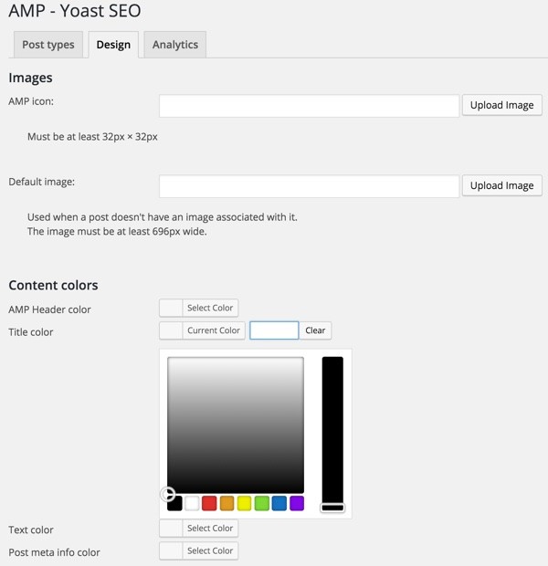 AMP for WordPress - Glue for Yoast SEO AMP Design Tab