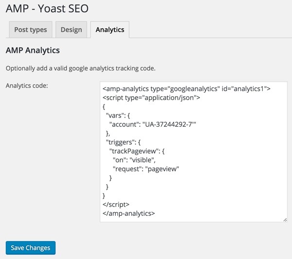 AMP for WordPress - Glue for Yoast SEO AMP Analytics Tab