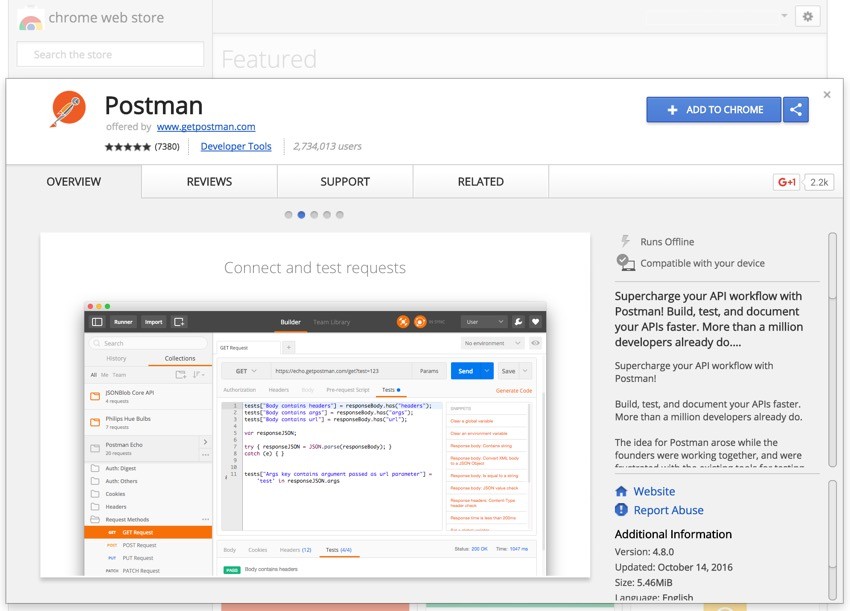 Programming With Yii2 Chrome Directory Postman Extension Landing Page