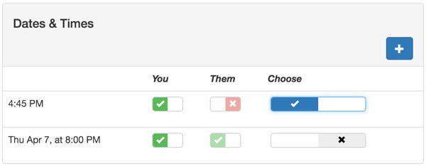 Customizing Meeting View - The Choice Selector for Dates Times