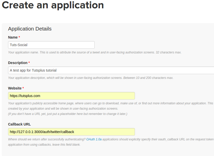 Twitter Application Management