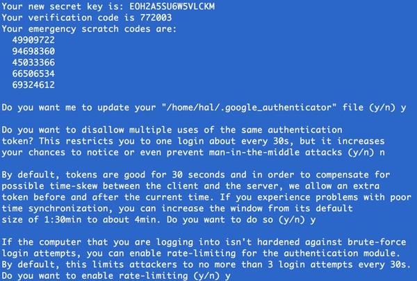 Google Authenticator Emergency Scratch Codes