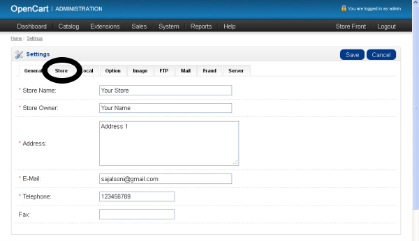 Store Edit Configuration Interface