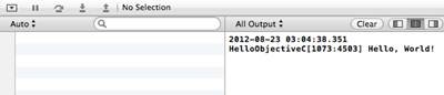 Figure 9 HelloObjectiveC log output