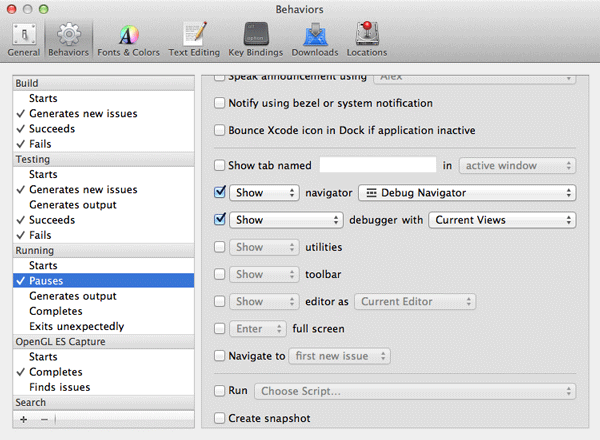 iOS Quick Tip: 5 Tips to Speed Up Your Development - Managing Behaviors in Xcode's Preferences Window